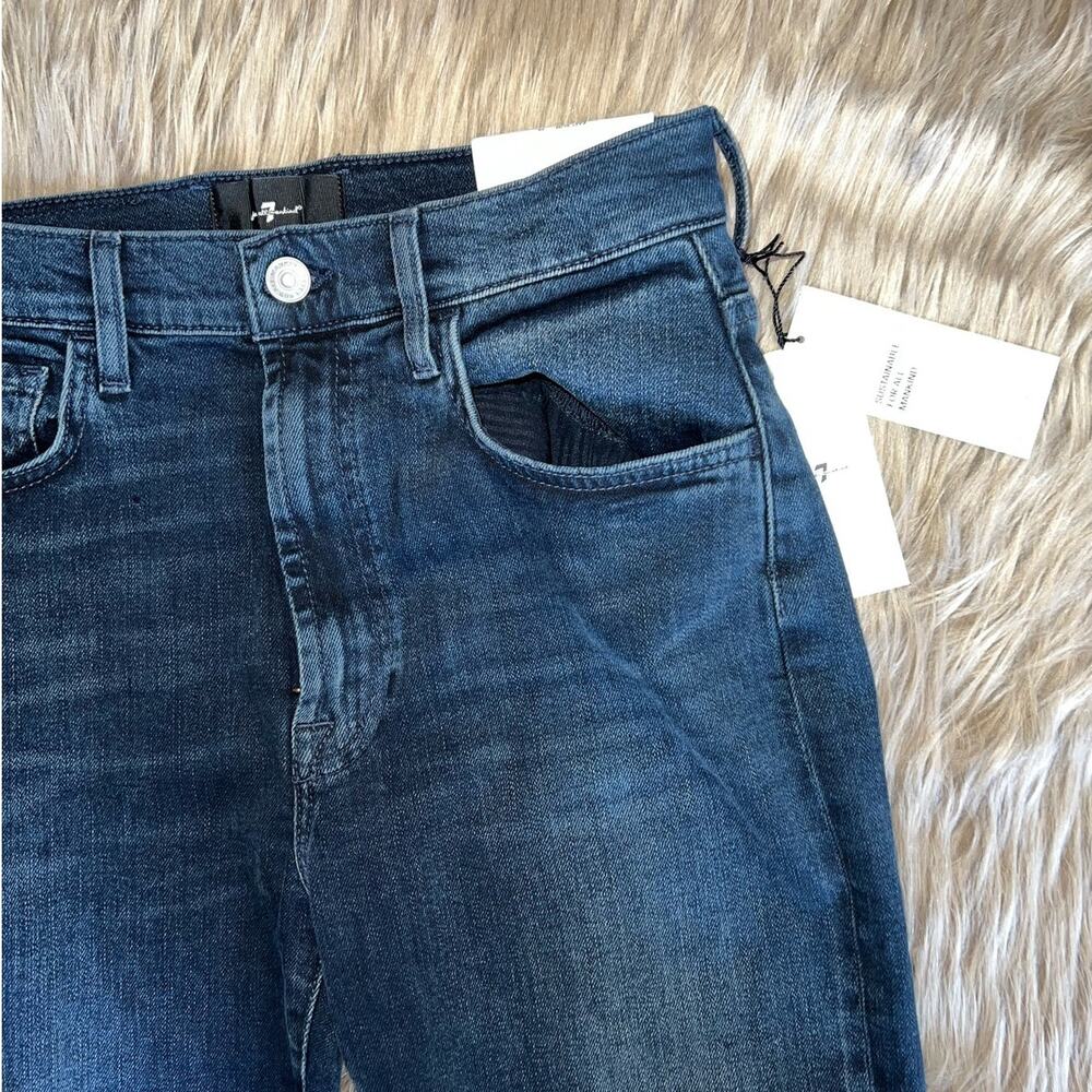 New 7 For All Mankind Womens Easy Slim Distressed Dark Denim Jeans size 28 - Picture 3 of 12